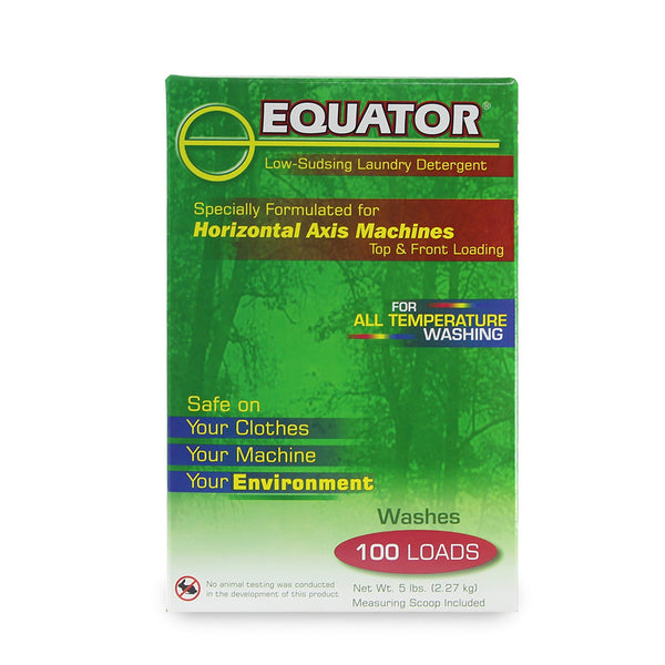 Equator High Efficiency (HE) Détergent biodégradable sans parfum ni colorant avec formule peu moussante (1 boîte de 100 charges)