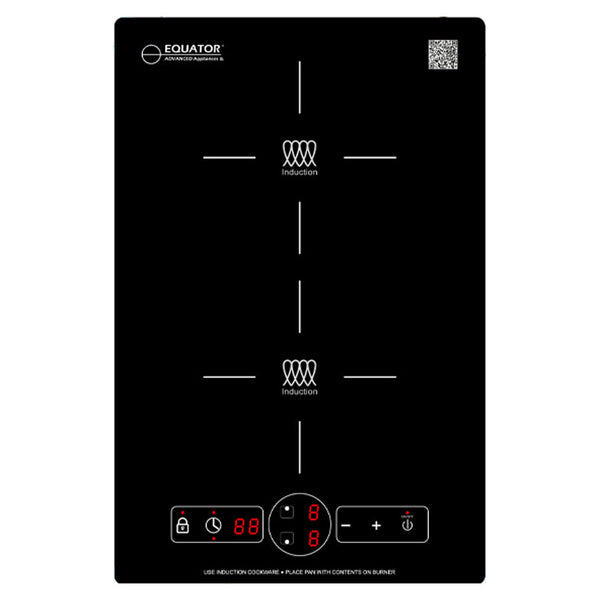 Equator Table de cuisson à induction encastrée/autoportante à 2 brûleurs verticaux de 13 pouces en noir 